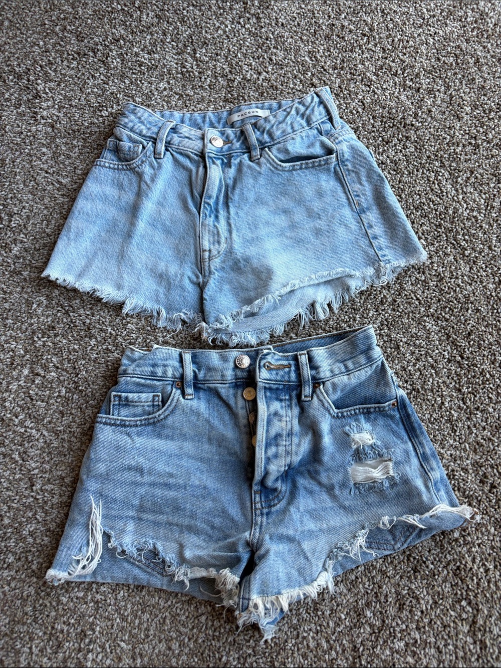 PacSun Light Blue High-Rise Distressed Denim Shorts (2-Pack)
